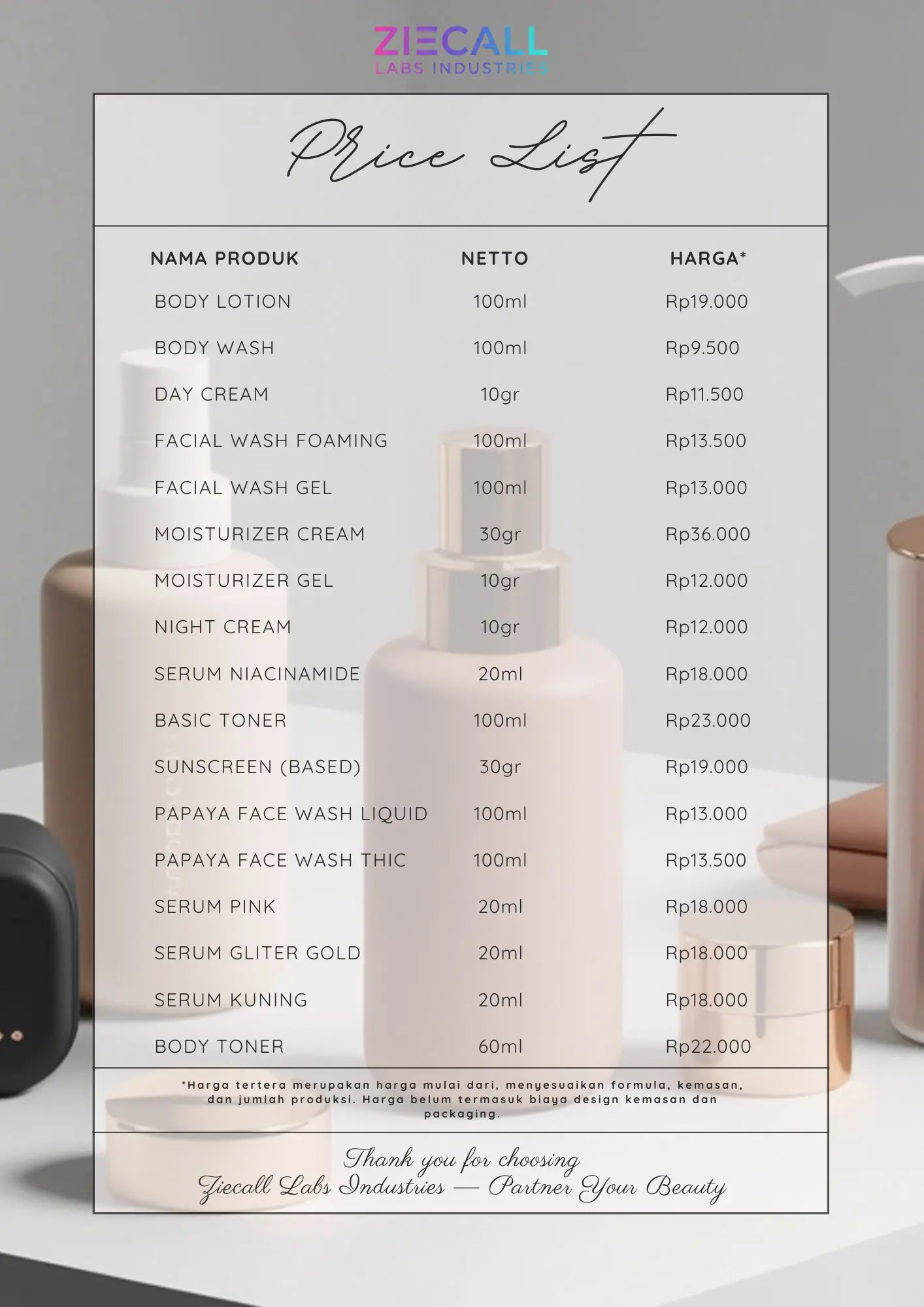 Price List